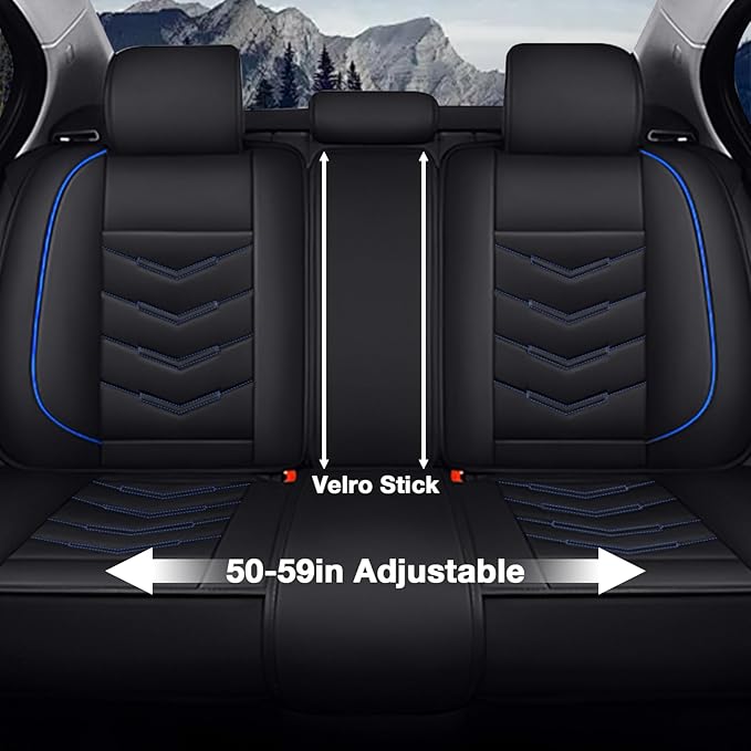 MVRVMV Seat Covers for Ford Explorer 2007-2026, Waterproof Leather Auto Seat Cover (5 Seat Standard,Black-Blue)