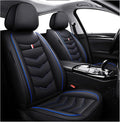 MVRVMV Seat Covers for Ford Explorer 2007-2026, Waterproof Leather Auto Seat Cover (2 Seat Standard,Black-Blue)