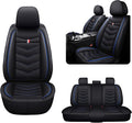 MVRVMV Seat Covers for Ford Escape 2005-2026, Waterproof Leather Auto Seat Cover (5 Seat Standard,Black-Blue)