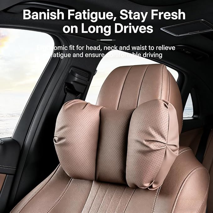 Car Neck Pillow & Lumbar Support for Lincoln Aviator 2020-2024 Ergonomic Breathable Mesh Auto Seat Back Cushion Headrest,Black-Neck & Lumbar Set