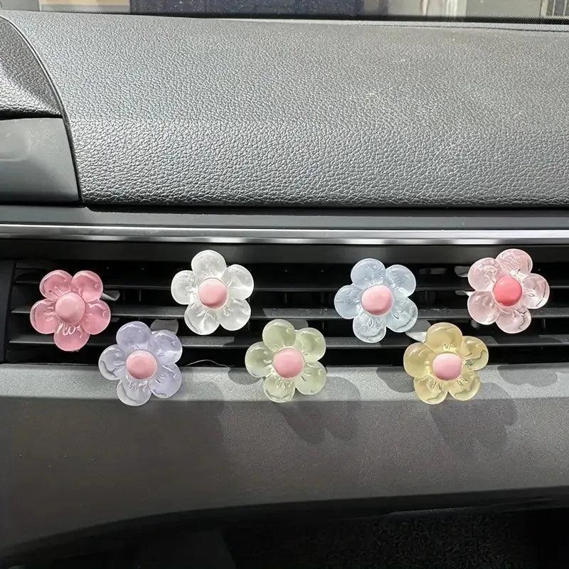 6pcs Flower Aromatherapy Car Air Vent Clips - Colorful Auto Fresheners